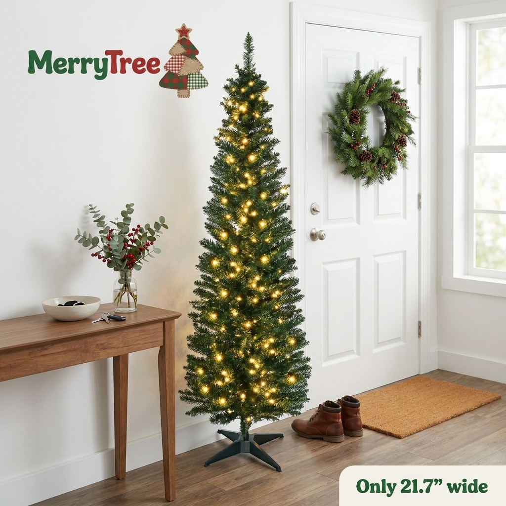 MerryTree™ 6FT Slim Pre-Lit Christmas Tree